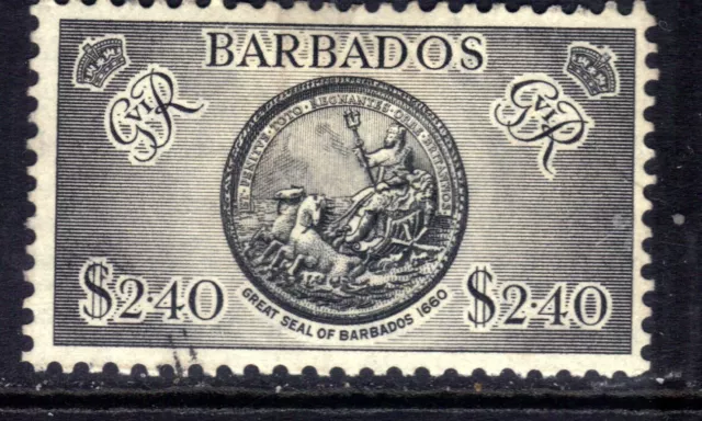 Barbados 1950 KGV1 $2.40 Seal of Barbados fine used SG 282 ( J892 )