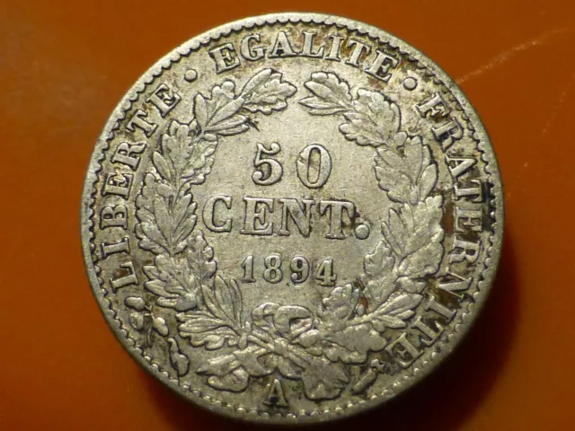 50 Centimes - Ceres (Argent) - 1894 A - Recherchee & Qualite Tb++ !