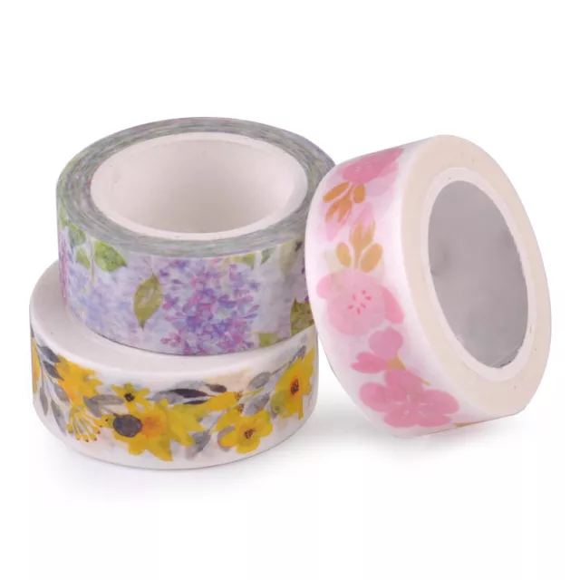 3pc 15MMx7M Floral Washi Sticker Roll Paper Masking Adhesive Tape Craft DIY Nm