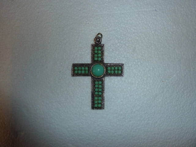 Jolie Croix Vintage Métal Et Strass - Années 50/60 - Bijou Rétro