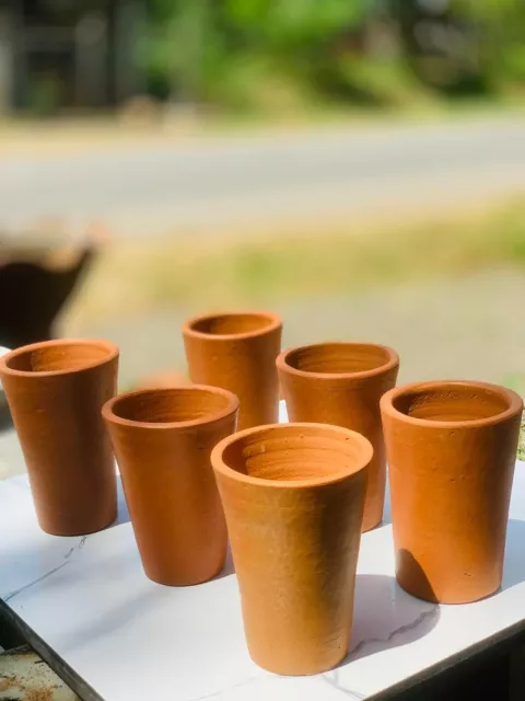 6pc Handmade Clay Drinking Coffee Water Teacup Pottery Terracotta Mug Ceylon