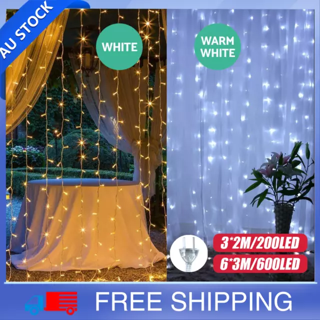 300/600 Led Curtain Fairy Lights Wedding Indoor Outdoor Christmas Garden Party