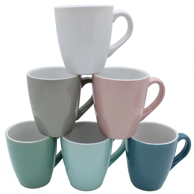 Kaffeetassen bunt Keramik Kaffeebecher Kaffee Tassen Henkel 6er Set einfarbig