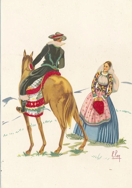 Cartolina Costumi Sardegna Teulada Tempera di Lola Loy Non Viaggiata