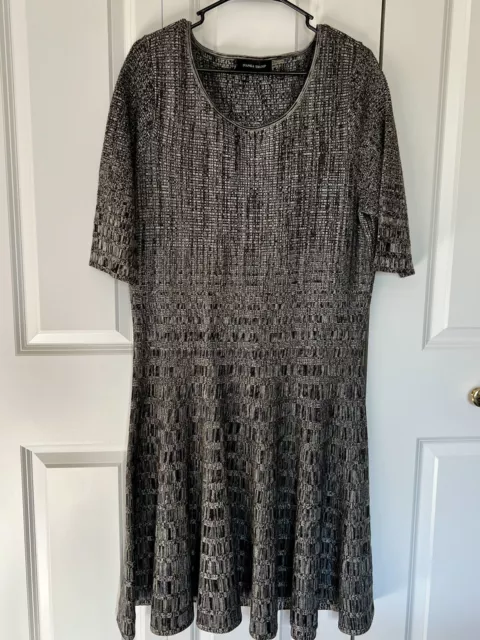 Ivanka Trump Women's Fit and Flare Sweater Dress Textured Knit Gray Size XL