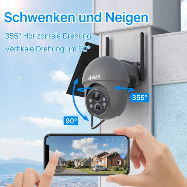 ANRAN Énergie solaire caméra sécurité 5MP Wifi CCTV extérieur rechargeable 3