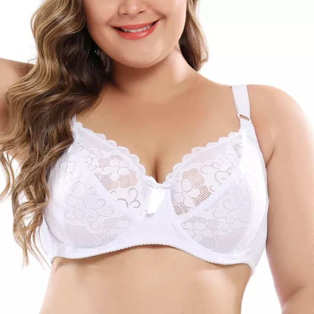 UK Ladies Full Cup Underwired Bra Large Bust Lace Bras Plus Size Lingerie  C-HH