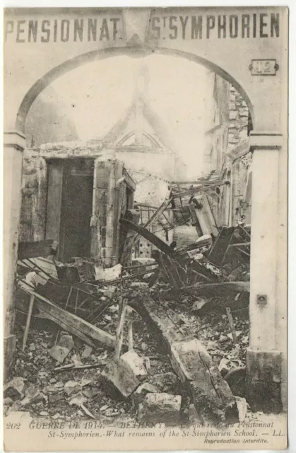BETHENY environs de REIMS - Marne - CPA 51 - Guerre 1914 Ruines du Pensionnat