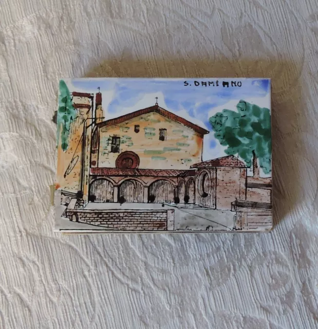 Vintage souvenir Assisi portafiammiferi ceramica basilica S Francesco Vesta Case