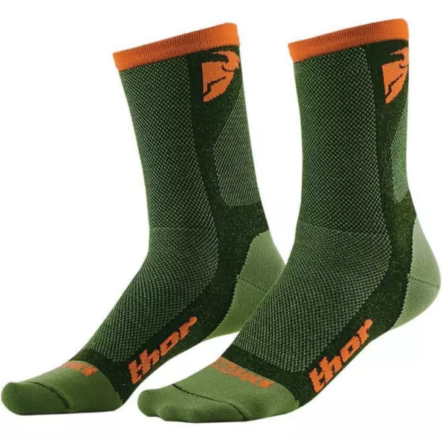 Thor MX Cool Dual Socken Strümpfe 2017 grün orang Socks Motocross FMX Enduro ATV