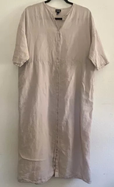 Eileen Fisher Linen Shirt Dress, Size Women's Medium Beige
