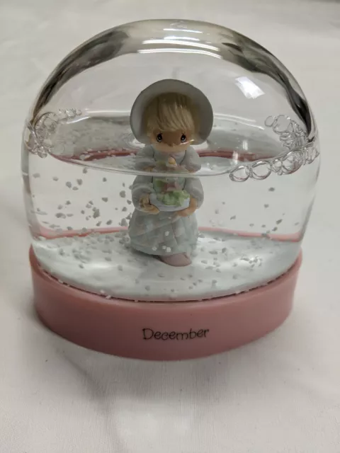 Vintage Precious Moments December Water Globe Plastic Snowglobe With Box