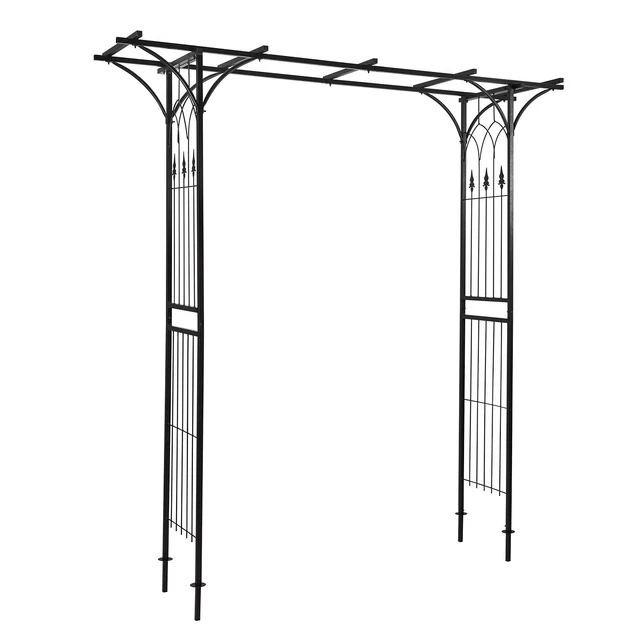 2 Tralicci Da Giardino In Ferro 121x16cm | Supporto Per Piante Rampicanti Con Picchetto | Nero, Antiruggine - 3