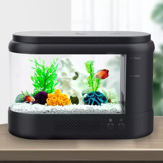 AQQA Aquarium Kit 1.8 Gallon Small Betta Fish Tank with Adjustable LED Lighting