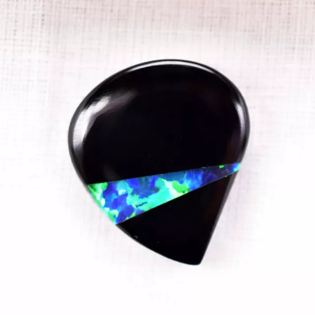 24.65 Cts Natural Fire Opal On Black Onyx Doublet Fancy Certified Gemstone