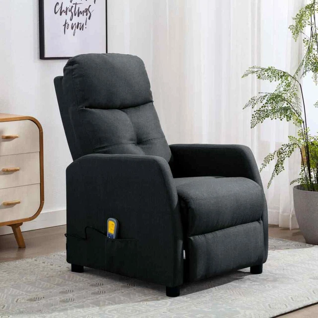 Fauteuil inclinable de massage Gris foncé Tissu FR