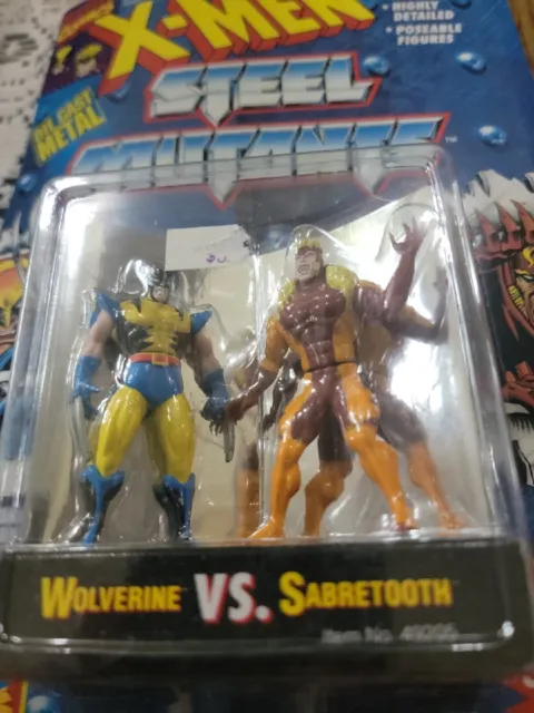 X-Men Steel Mutants Wolverine vs Sabretooth Die Cast Figures Sealed on Card 1994 2