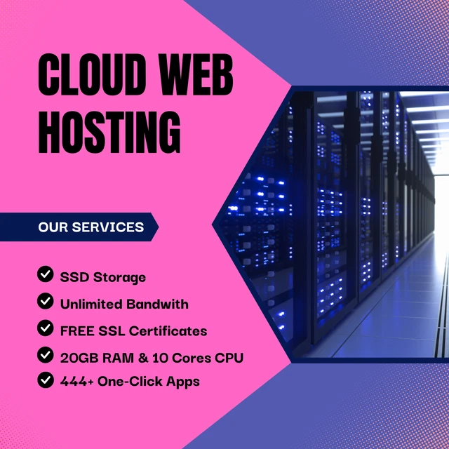 Cloud Web Hosting with 20GB RAM, 10 Cores, SSD Disk and Unlimited Bandwidth