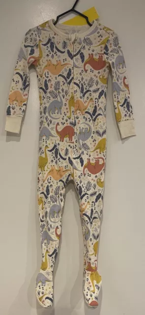 Old Navy Unisex Toddler 1-Piece Dinosaurs Footed Cotton Long Sleeve PJs Cream 2T