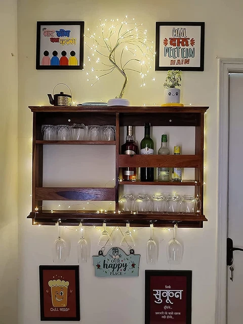 Bar Cabinet with Wine Glass Holder Wall Hanging Wine Rack 29 by 24 inches