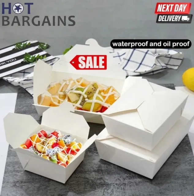 Takeaway Food Boxes White Disposable | Leakproof | Food & Snacks | Boxes-6 Sizes