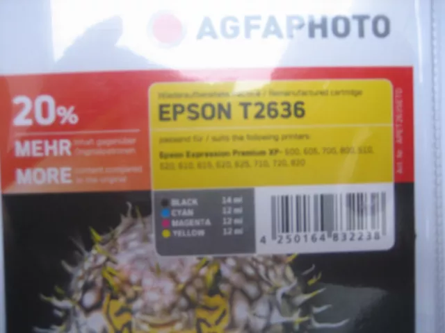 AGFA PHOTO T2636 Multipack pour Epson Expression Premium XP -600 700 800 500 2