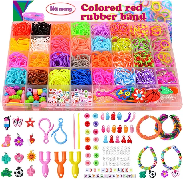 Kit de inicio de bandas de telar, kit de fabricación de pulseras de telar, bandas de goma de telar para recarga hágalo usted mismo