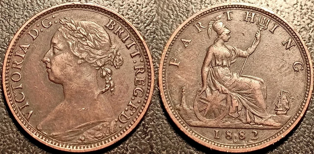 Royaume-Uni - Victoria - farthing 1882H, Heaton TTB ! KM#753