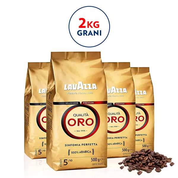 Lavazza Caffè in Grani Qualità Oro, 4 Confezioni da 500g