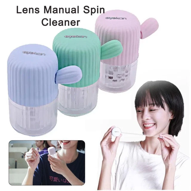 Lentes para almacenamiento de contenedores lentes de contacto manual limpiador giratorio estuche gafas lo último C0: