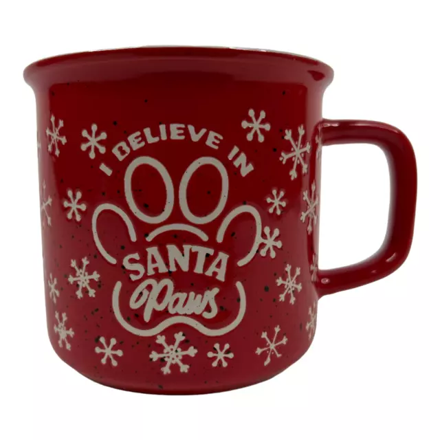 Christmas Coffee Mug Cup 18oz Ceramic White Red Believe in Santa Paws Snowflake