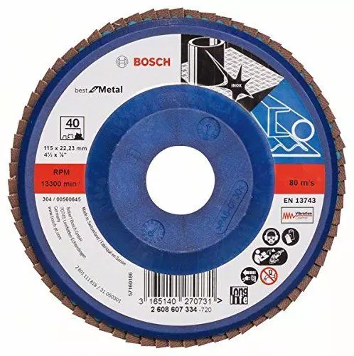 Bosch 2608607334 - Disco ad alette, 40 U/min, 115 mm PER SMERIGLIATRICE