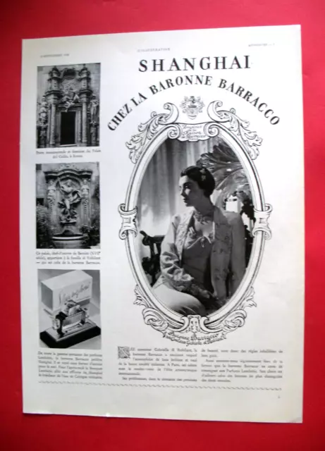 Publicite De Presse Lentheric Parfum Shanghai Chez La Baronne Barracco Ad 1938