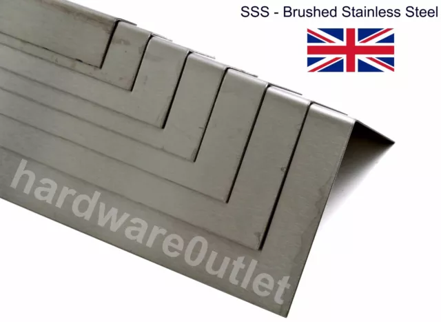SGS BRUSHED STAINLESS STEEL Folded Angle 1.2mm Bespoke Lengths/Sizes to order