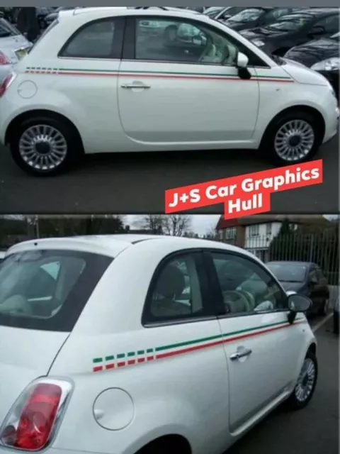 Fiat 500 side racing stripes 005 Italian flag decals vinyl graphics stickers