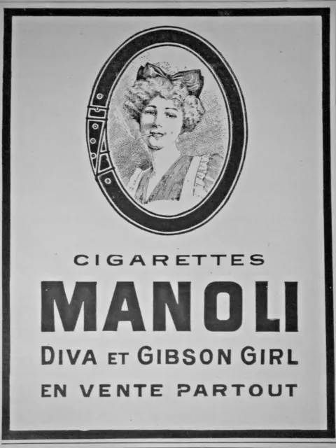 Publicité De Presse 1909 Cigarettes Manoli Diva Et Gibson Girl - Tabac