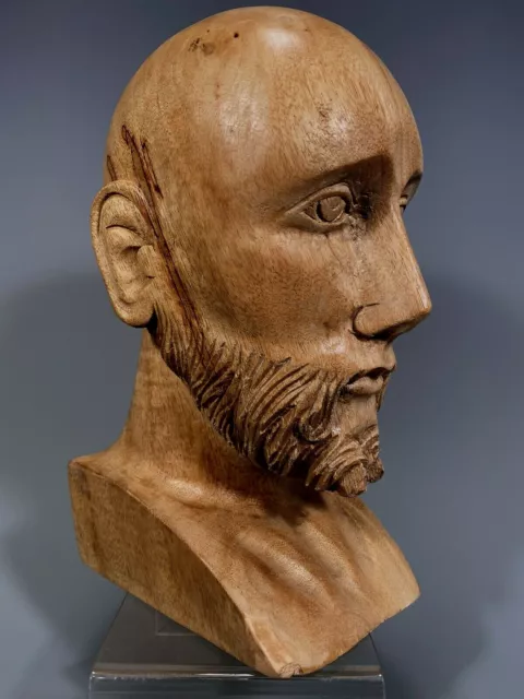 Very Fine Olive ? Wood Carved head of a Christian Saint ca. early 20th century