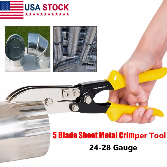 5-Blade Sheet Metal Crimper – Crimp 24 Gauge Steel and 28 Gauge Stainless Steel