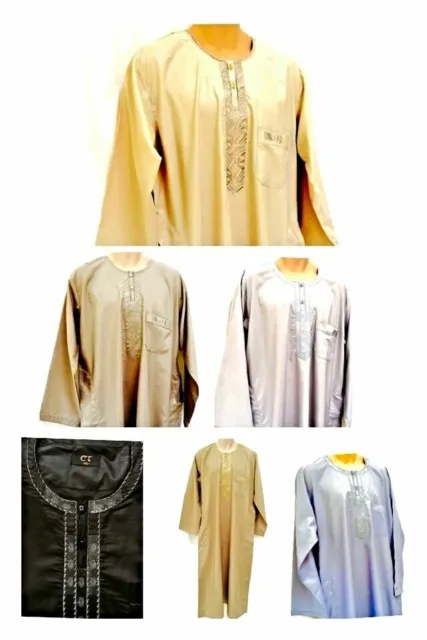 Men Designer Desert Dress Jubba Kaftan Dishdash Thobe Galabiyya Jabbah Arab Robe