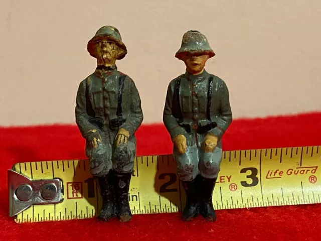 Lineol Elastolin Vintage Toy Soldiers Pair Seated Germany ad-69