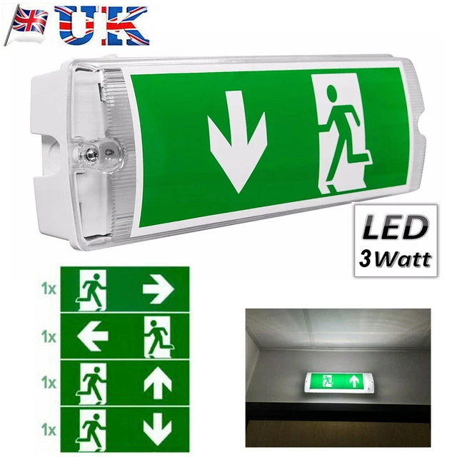 LED EMERGENCY LIGHT Bulkhead Exit Sign Fire Exit Lamp Maintained/Non