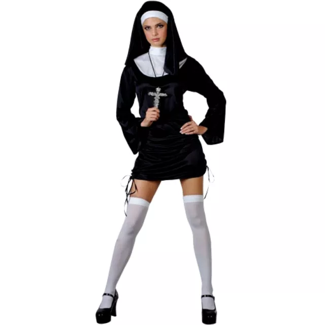 Adult NAUGHTY NUN Holy Sexy Sister Hen Party Fancy Dress Ladies Costume UK 8-28