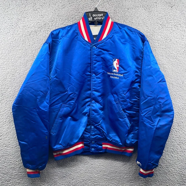 Vintage NBA Jacket Adult Large Blue Satin Bomber Basketball Starter 90s Mens Vintage NBA Jacket Adult Large Blue Satin Bomber Basketball Starter 90s Mens