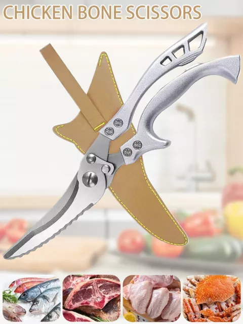 AU Kitchen Scissors Stainless Steel Chicken Bone Shears Cutting Meat Vegetable⚤