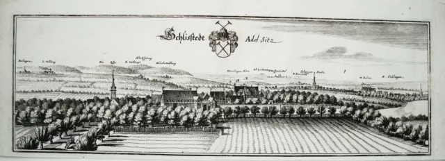 Schliestedt Schöppenstedt Wolfenbüttel   Merian Kupferstich  Erstausgabe 1654