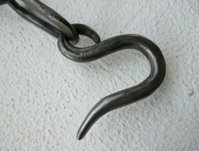 Antique Wrought Iron Hook Chain Hanging Old Tool Kitchen Rustic Barn Farm 24" 3