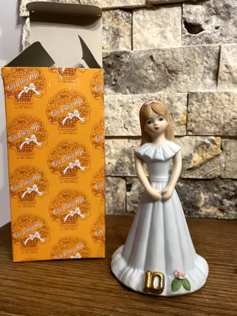 1982 Enesco Growing Up Porcelain Birthday Girls Age 10 With Box