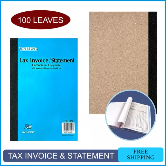 100 Leaf Tax Invoice Statement Book Duplicate Carbonless A5 Business Receipt