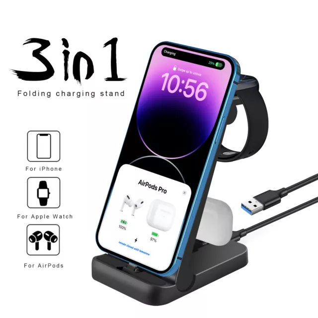 3in1 USB Schnell Ladestation Charger Dock für Apple Watch 8 Air Pods iPhone 14 2