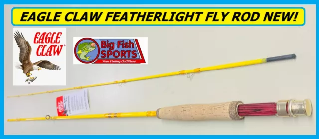 EAGLE CLAW FEATHERLIGHT 3 Line Weight Fly Rod, 2 Piece (Yellow, 6'-6)  #FL300-66 $42.99 - PicClick
